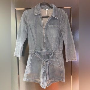 Free People Black Denim Romper